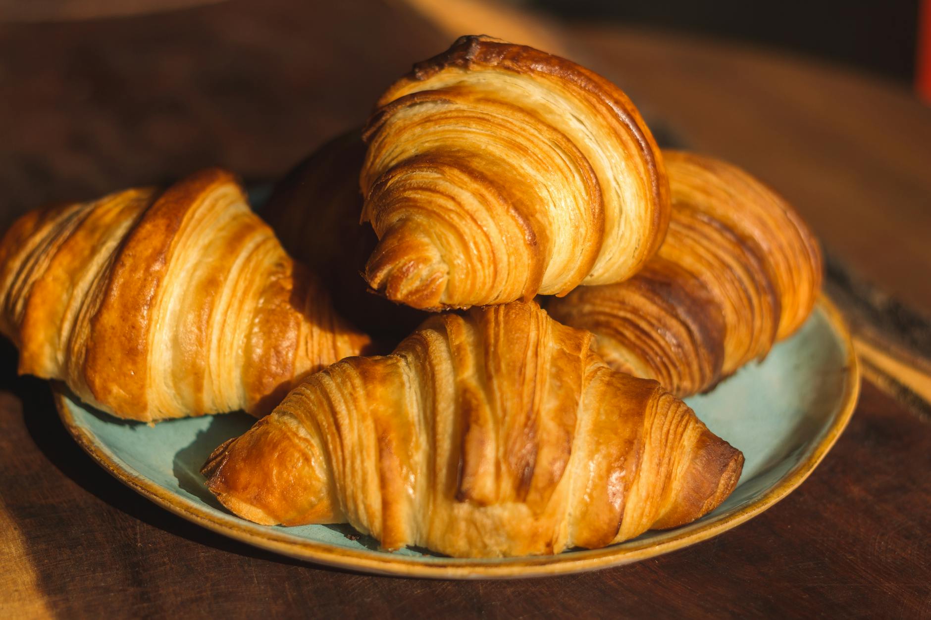 close up shot of croissants